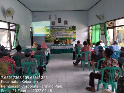Pembinaan Corporate Farming Padi Gapoktan Tani Unggul Desa Argopeni Kecamatan Kebumen